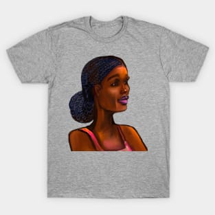 Afro queen III - Mahagony brown skin girl with braided,  black African woman T-Shirt